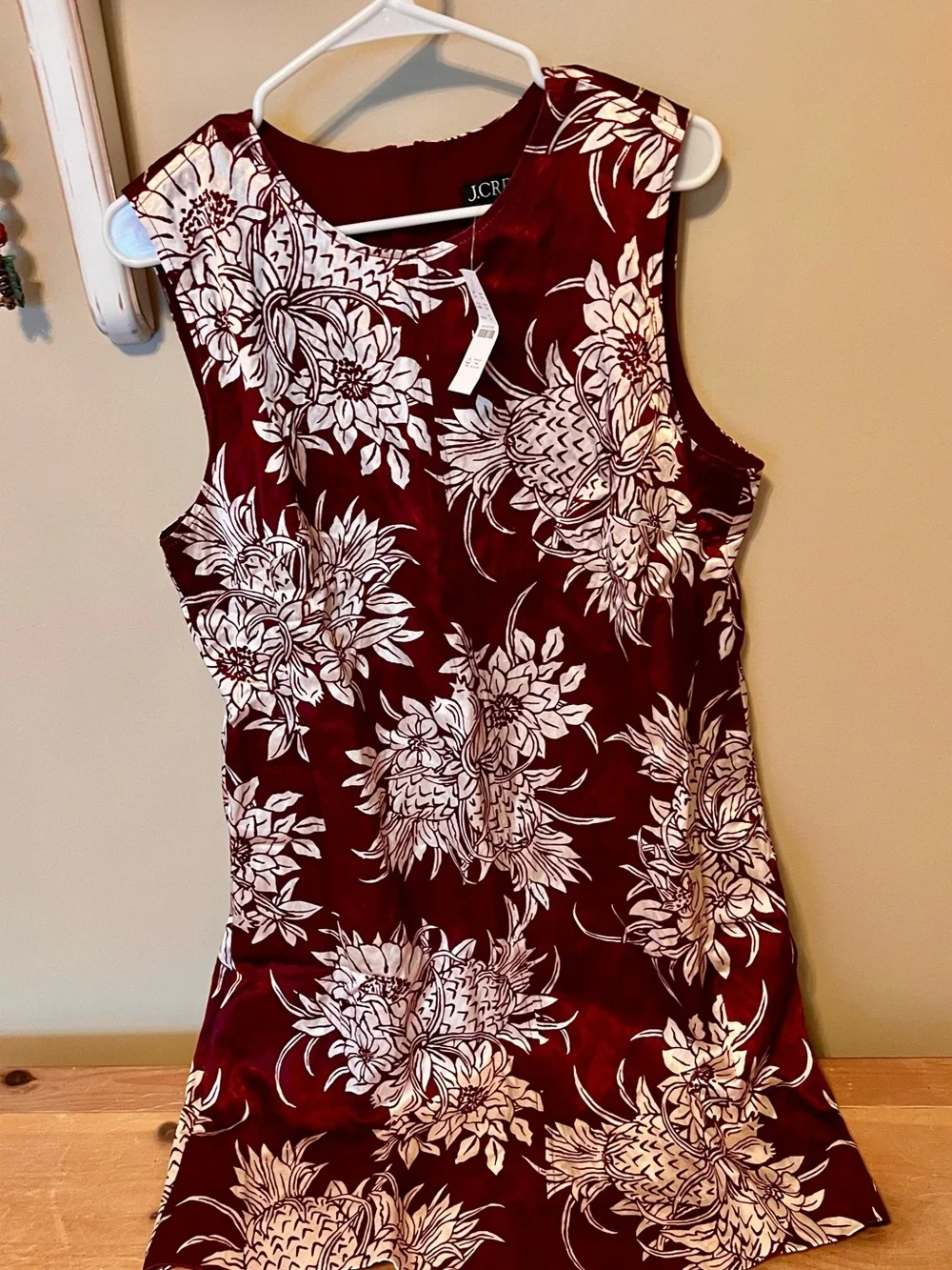 J. Crew mini shift dress in pineapple garden-print memory satin